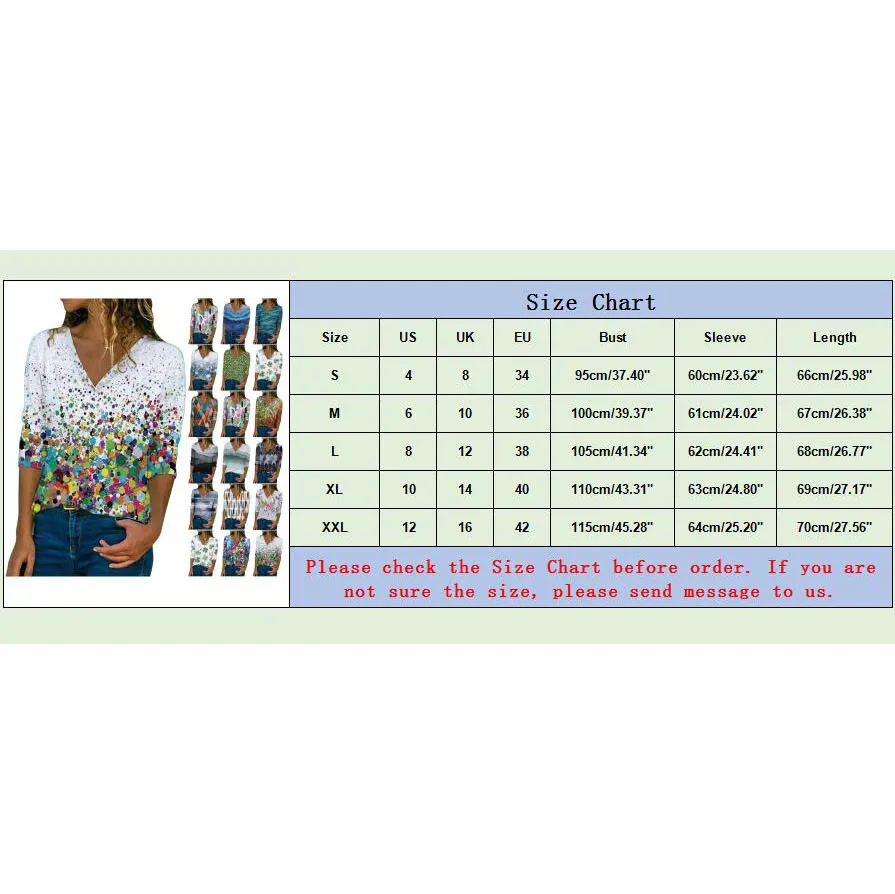 

Women's T Shirt Beautiful Geometry Printed 90s Autumn And Winter New Loose Print V-neck Long-sleeved T-shirt Top Ropa Mujer#30