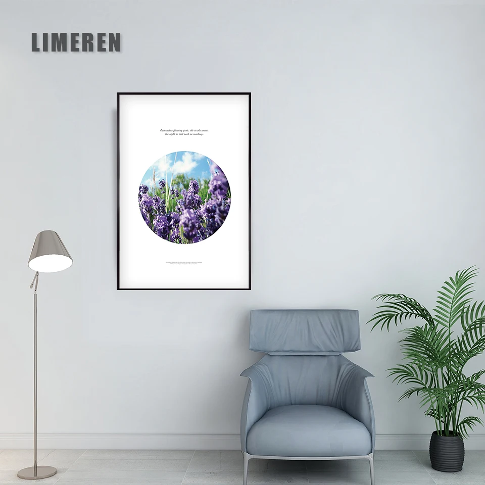 

Simple Nordic Small Fresh Lavender Canvas Paintings Poster Wall Art Print Picture Decoration for Living Room