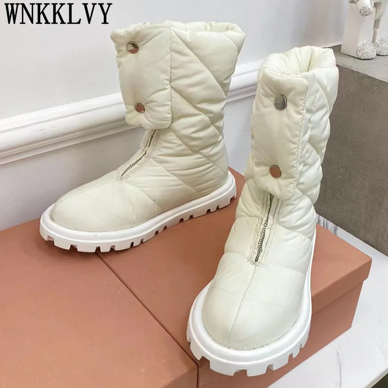 

High quality Thick Sole snow Boots Women down ankle boots 2021 autumn winter flat Round Toe comfortable keep warm short botas