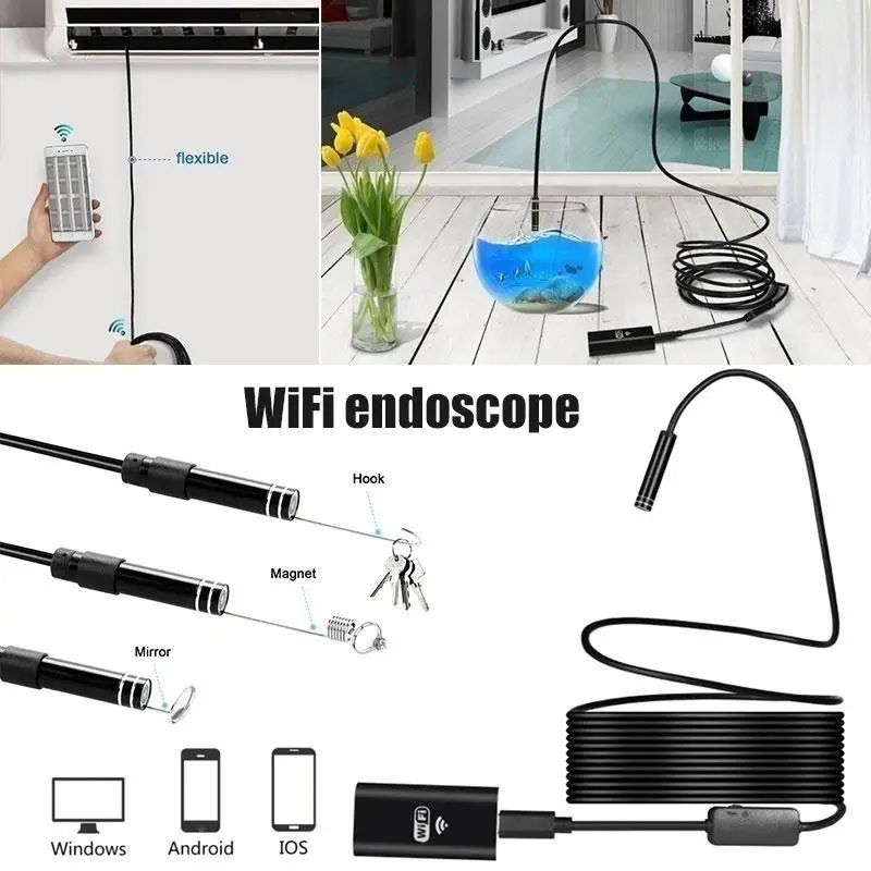 

HD Endoscope Metal IP67 Ear Spoon Borescope Endoscope Practical 8MM Black Photos Real-Time Video Camera