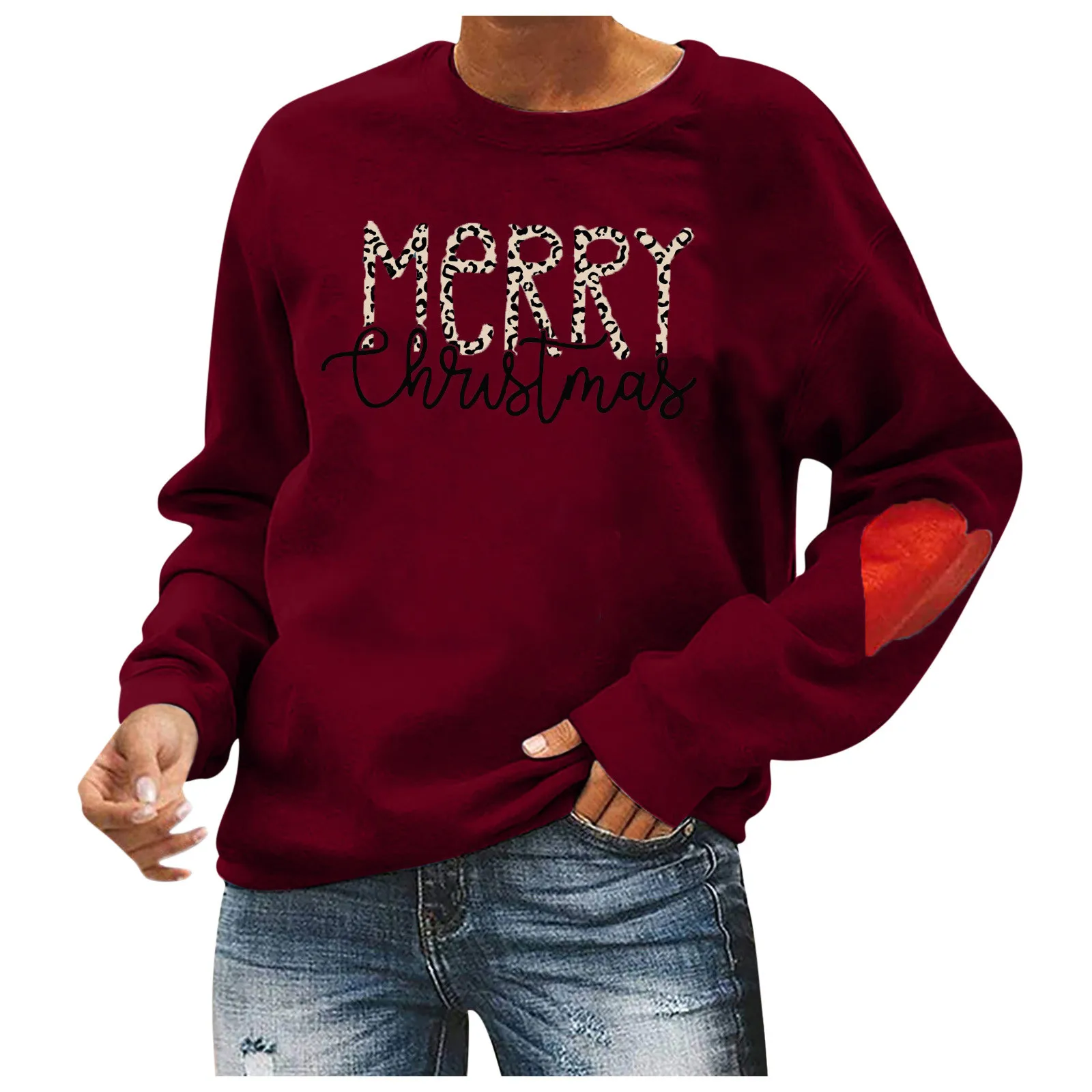 

Женский пуловер с длинным рукавом и надписью Merry Christmas