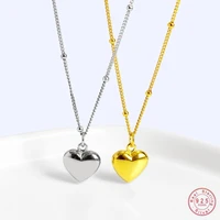 925 sterling silver minimalist mini glossy heart pendant clavicle chain necklace women party dress jewelry accessories