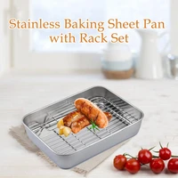 baking sheet pan stainless with rack set nontoxic biscuit safe and healthy sturdy for baking detachable reused many times