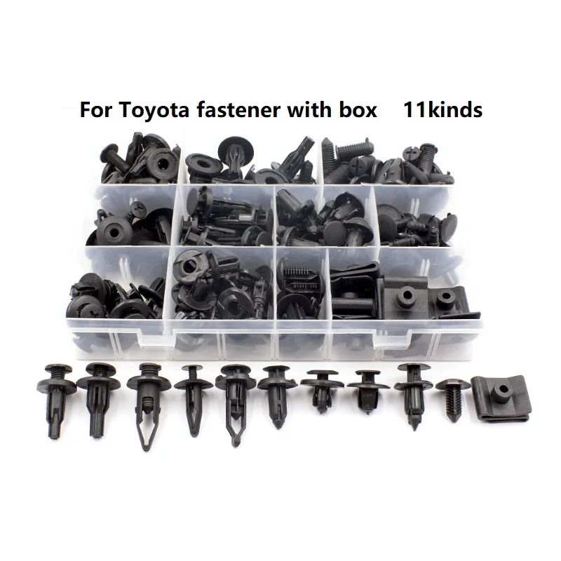 110PCS With Box Universa для Toyota наборы авто пластиковый бампер крыло багажник удерживающий зажим черный нажимной Крепеж заклепки - Название цвета: 110PCS With Box