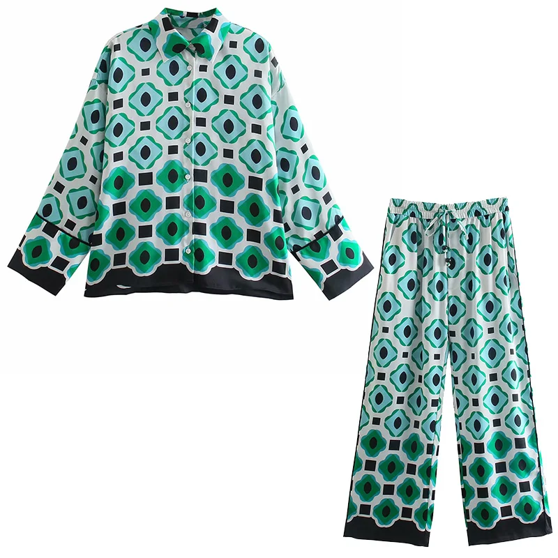 Новинка 2021 Женский комплект из 2 предметов с принтом рубашка длинным рукавом