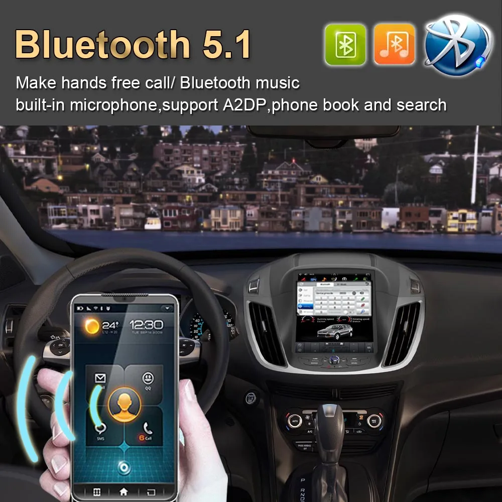 Автомобильный GPS-навигатор на Android 9 0 экран в стиле Tesla для FORD KUGA/Escape 2013-2015 (второе