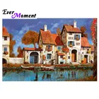 Алмазная живопись с изображением дома на реке фотообои Стразы мозаика полная квадратная вышивка из страз 3F2263