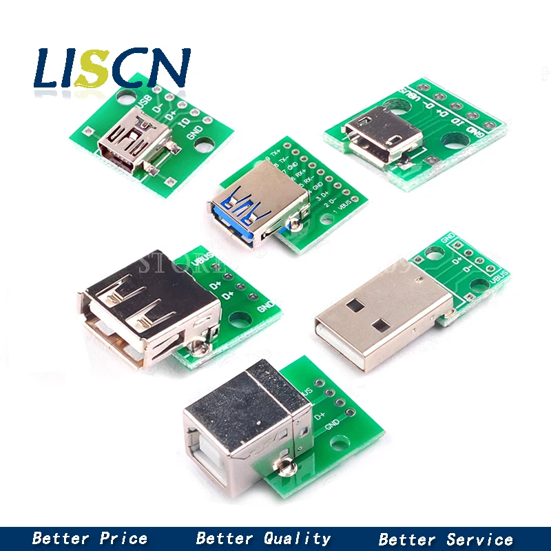 Микро мини usb USB A папа 2 0 3 гнездо B разъем интерфейс к 54 мм DIP PCB адаптер конвертер