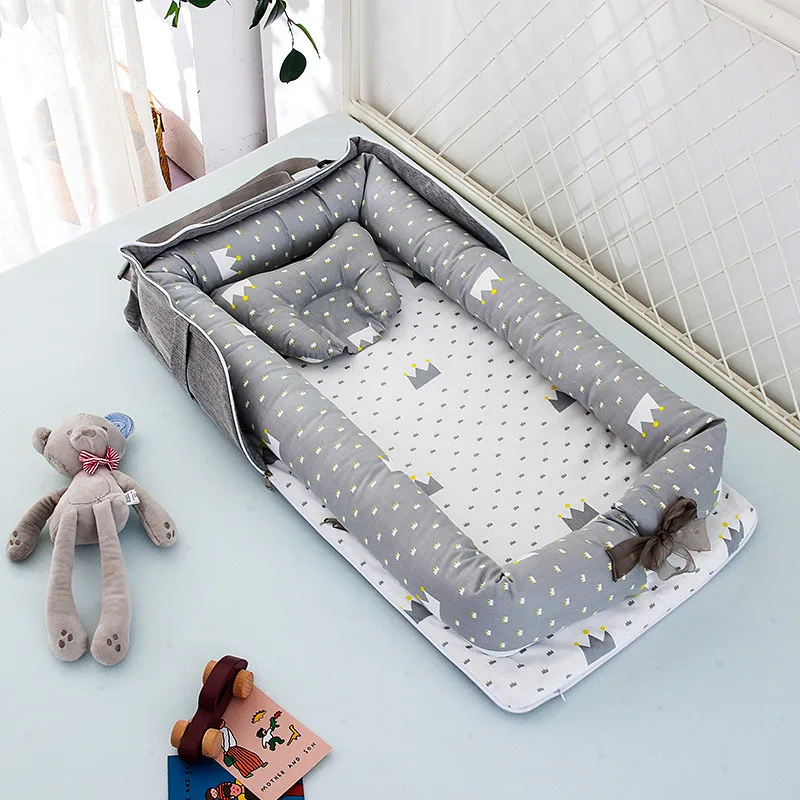 45*85cm Portable Baby Nest Bed for Boys Girls Travel Bed Infant Cotton Cradle Crib Baby Bassinet Newborn Bed Pillow Cushion Bed