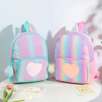 fashion childrens backpack horn horse shape backpack casual ladies heart patchwork school bag large capacity handbags for girl
