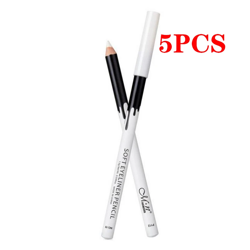 5pcs MENOW, белая подводка для глаз, карандаш для макияжа, водостойкая, гладкая, мягкая подводка для глаз, ручка, осветляющая, Easywear, белая подводка для глаз, женская косметика - Цвет: 5pcs