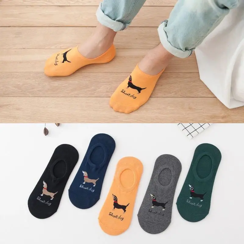 

5 Pairs Classic Shallow Mouth Breathable Socks Male Skateboard Spring Summer Maple Leaf Socks Ankle Man Tube Non-Slip Short Sox