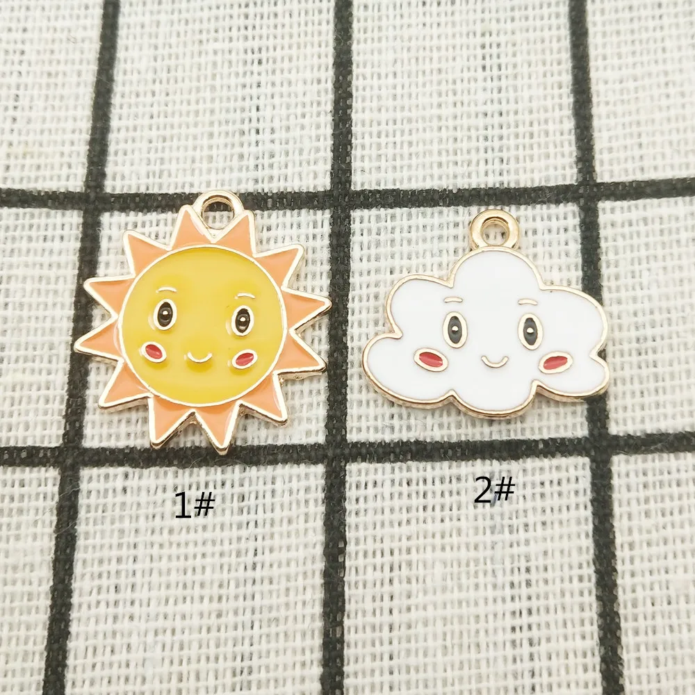 

10pcs sun and cloud enamel charm jewelry accessories earring pendant bracelet necklace charms zinc alloy diy finding