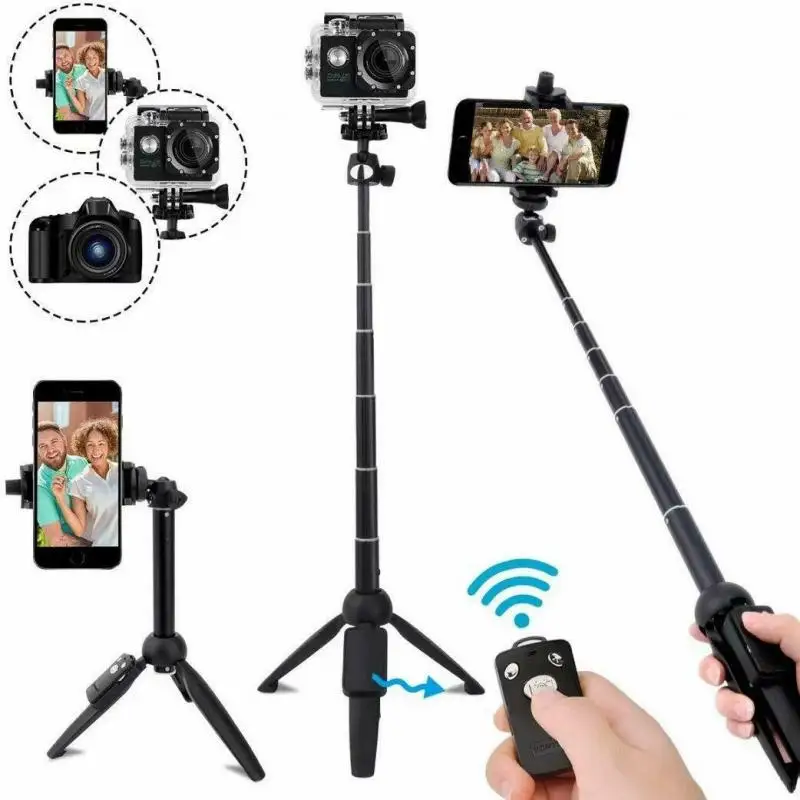 

Adjustable Wireless Bluetooth-compatible Selfie Stick Foldable Mini Tripod Phone Self Stick With Control For IOS Android