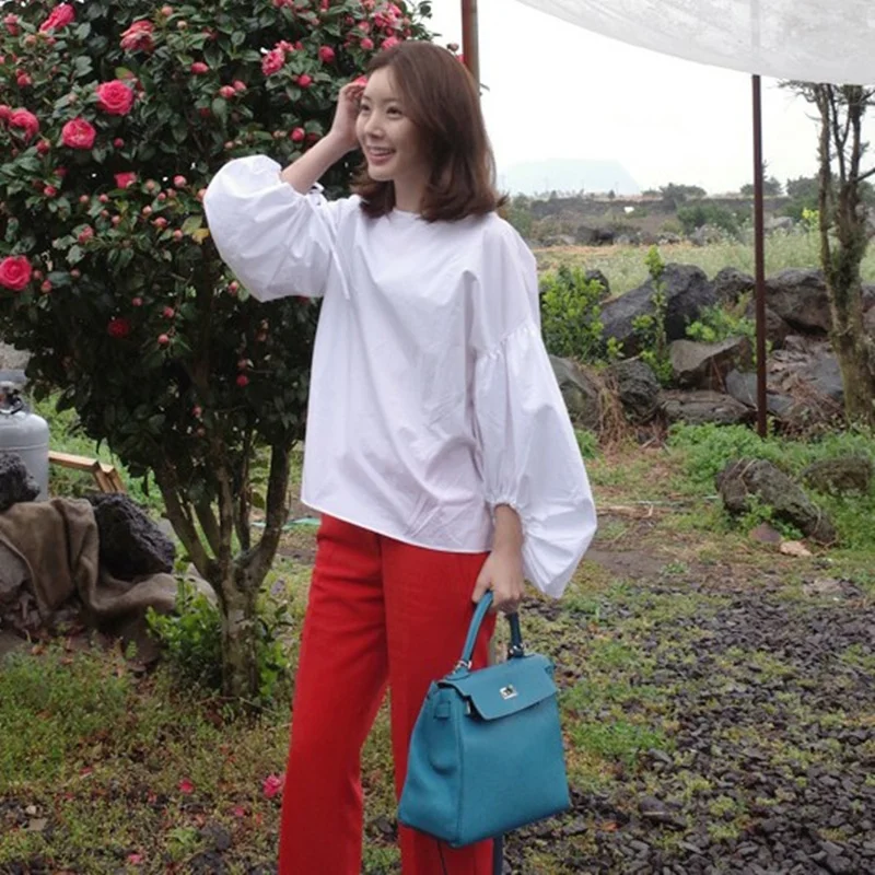 Белая хлопковая рубашка с рукавами-фонариками для кукол свободная школьная в