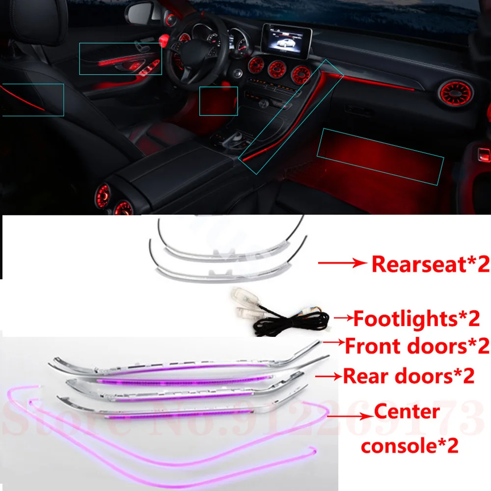 

For Benz C GLC Class W205 X253 C200 C220 C300 2014-2021 Ambient Light Footwell lamp Neon light Illuminate LED Backseat Light LED
