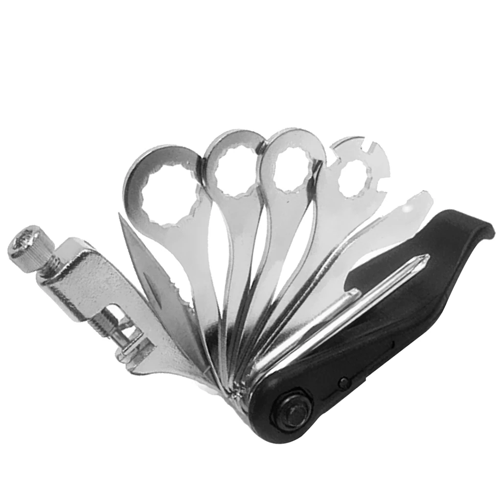 Portable Bicycle Repair Multitool Kit with Chain Breaker/Hex Keys/Spanner/Screwdriver Multifunction Bike Tools