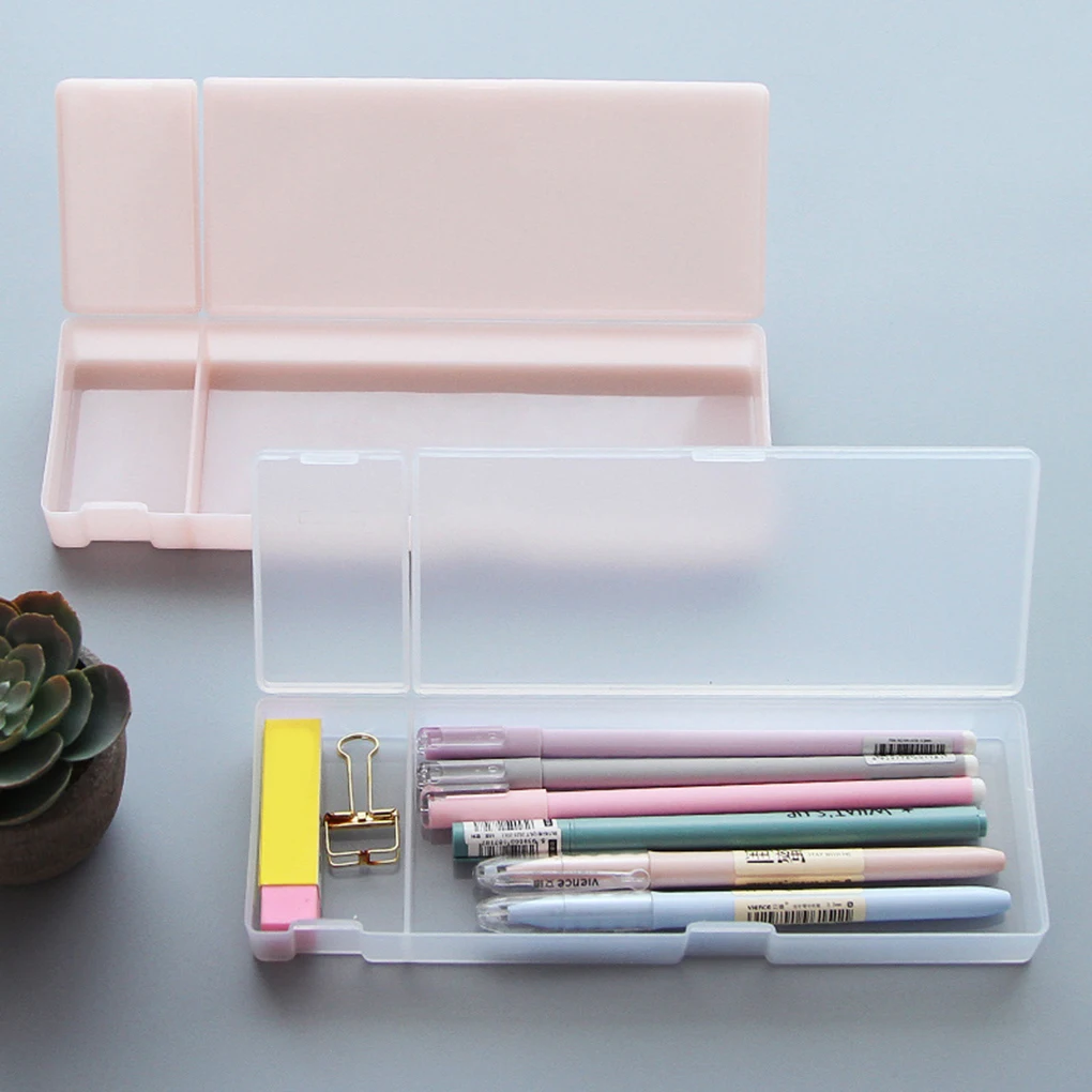 

Multifunction Transparent Frosted Plastic Pencil Pens Jewelry Box Stationery Supplies