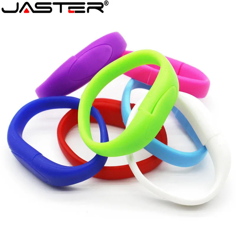 

JASTER USB Flash Drive Cartoon Color Silicone Bracelet Wristband 8GB 16GB 32GB 64GB 128GB Pen Drive Memory Disk Pendrives Gift