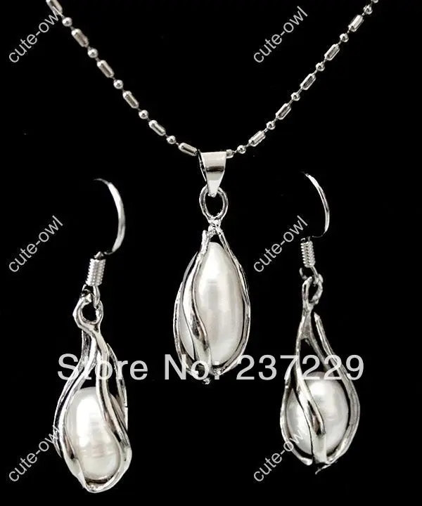 Оптовая цена бесплатный ювелирный набор Белый Пресноводный Культивированный