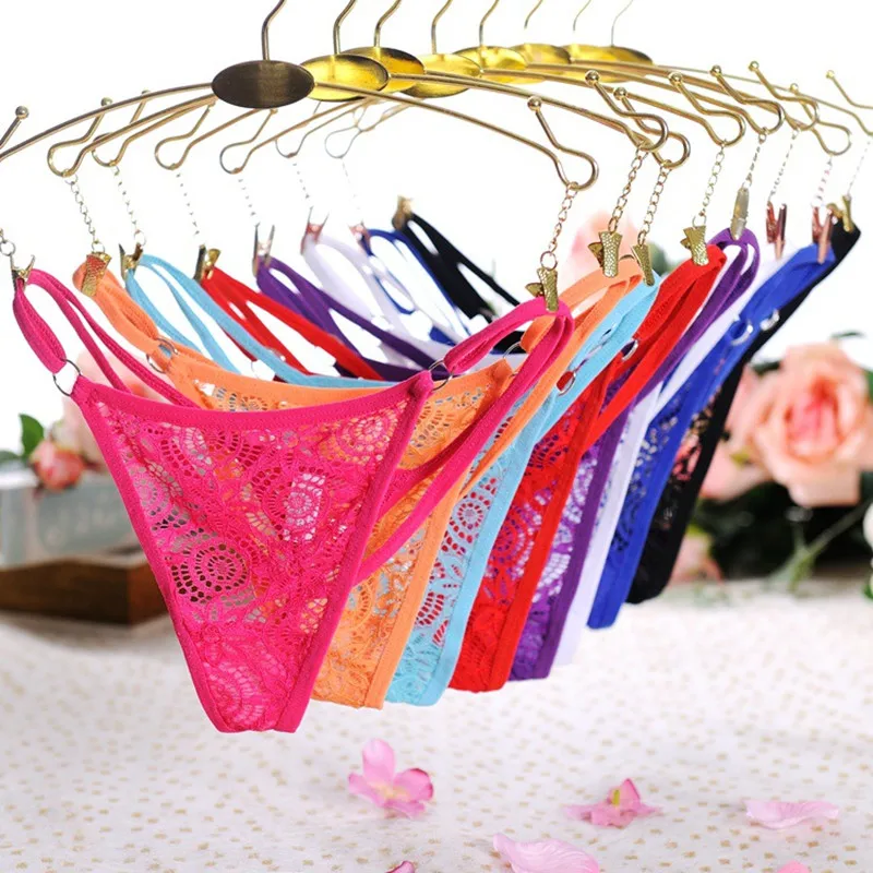 

Ladies Sexy Low-Rise Hollow Panties Fashion Sliding Hoop Lace Thong