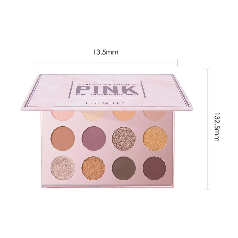 Палитра теней для век FOCALLURE 12 цветов пигментные тени легкие в носке матовые
