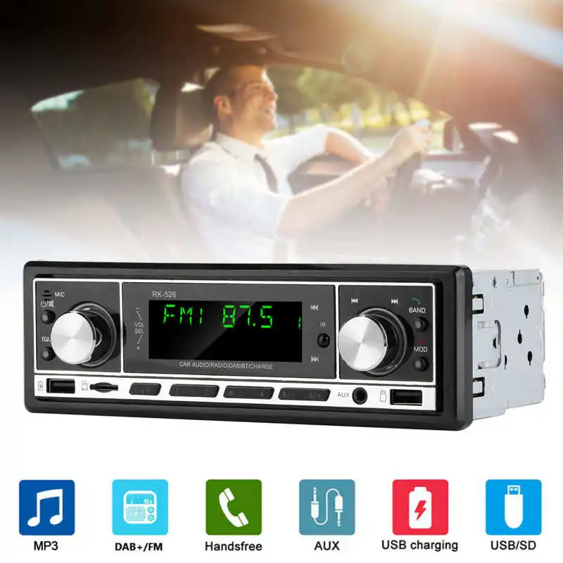 DAB FM автомобильный радиоприемник стерео Bluetooth MP3 плеер ЖК экран ИК пульт