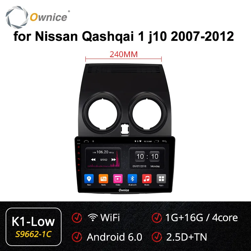 S9662-1 K1-Low Ownice Octa Core Android 9,0 Автомобиль Радио Стерео K3 K5 K6 для Nissan Qashqai 2007 2009 2010 2011 2012 dvd gps плеер 64G 4 аппарат не привязан к оператору сотовой связи - Цвет: S9662-1 K1-Low