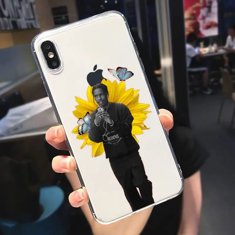 

ASAP Mob Asap Rocky Rapper Phone Case Transparent for iPhone 6 7 8 11 12 s mini pro X XS XR MAX Plus