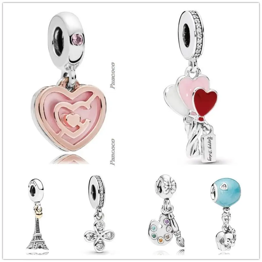 

Original 925 Sterling Silver Cute Artists Palette With Crystal Pendant Charm Bead Fit Pandora Bracelet & Necklace Jewelry