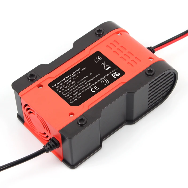 foxsur 6a fully automatic smart charger 12v 24v battery charger battery maintainer battery desulfator agm gel wet lithium free global shipping