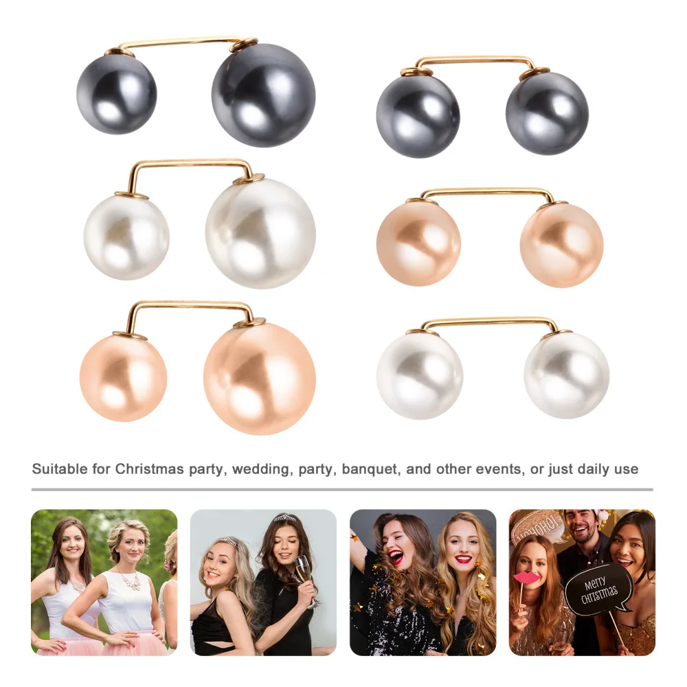 

6Pcs Faux Pearl Brooch Lady Sweater Brooches Anti-Emptied Collar Corsage