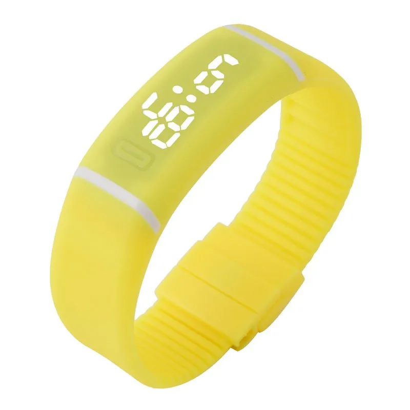 yellow Роскошные электронные часы Splendid, часы для мужчин и женщин, светодиодный резиновый ремешок, спортивные цифровые часы с браслетом - Цвет: yellow