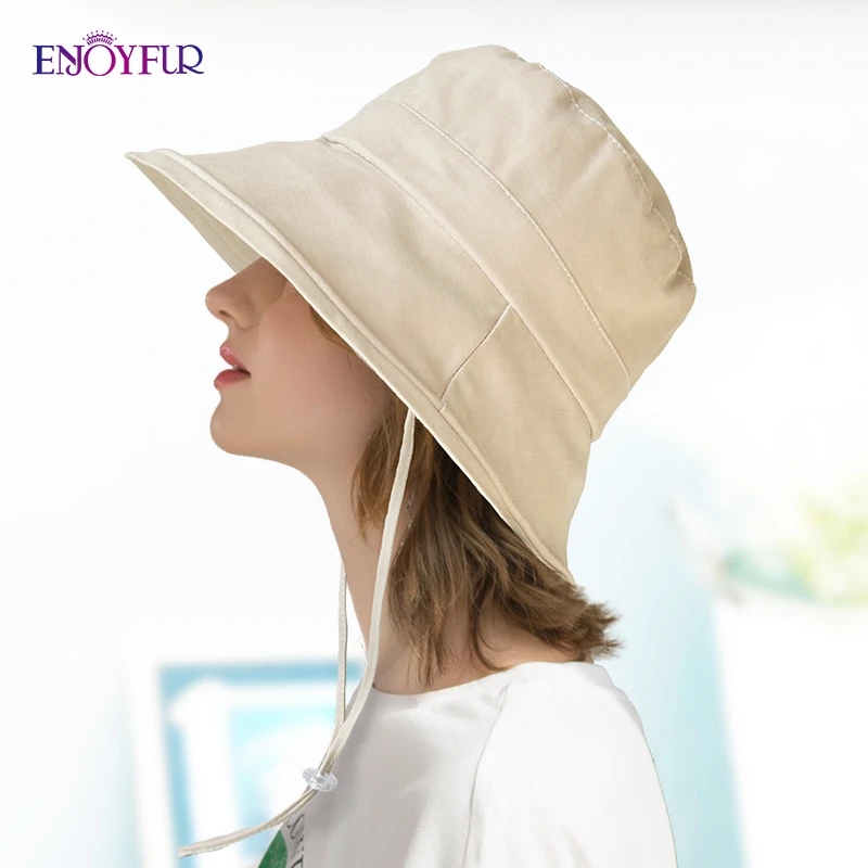 Женские шляпы с широкими полями ENJOYFUR летние складные пляжные из хлопка