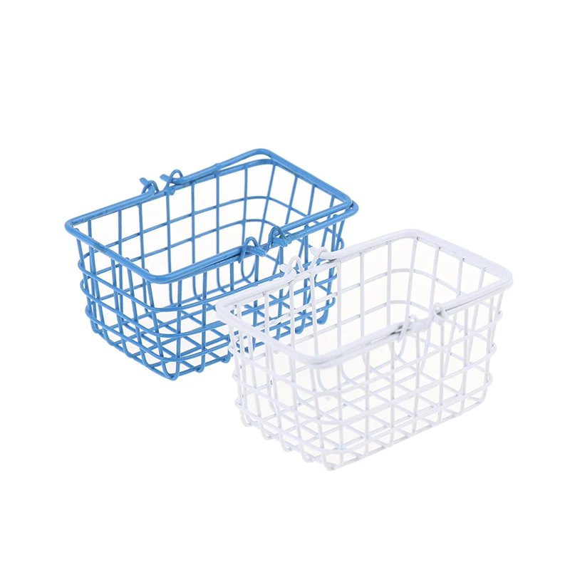 

4 Colors 1/12 Miniature Market Shopping Basket Pretend to Play Toys Kids Portable Basket Model Doll House Miniature Furniture
