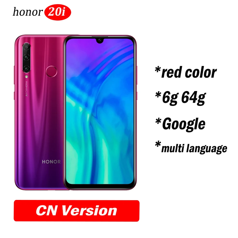 6g64 red honor 20i honor 20 lite мобильный телефон 6,21 дюймов Android 9,0 FM разблокировка отпечаток лица смартфон - Цвет: 6g64 red