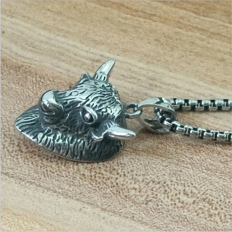 Мужское ожерелье из нержавеющей стали с головкой в бой быков кулон титановой