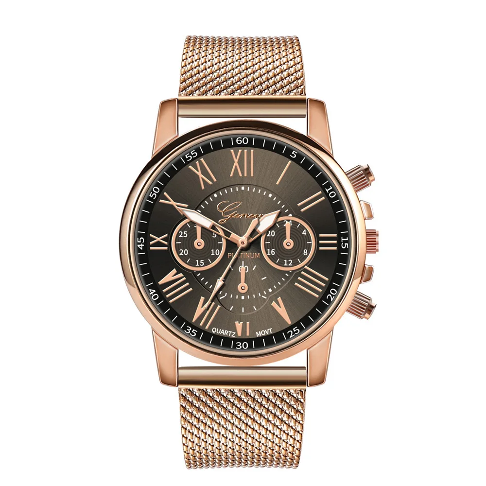

New Geneva Hot Selling Women Ladies Wristwatch Double Layer Literal Roman Digital Net Strap Watch