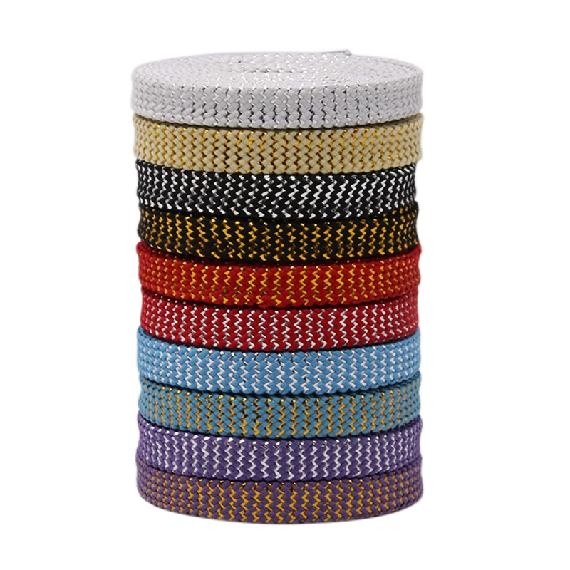 

Weiou Wavy Gold Silver Glitter Shoe Laces Fun Flat Sparkle Replacement Dual Tone Shoelaces Metallic Yarn Unique Bootlaces DIY