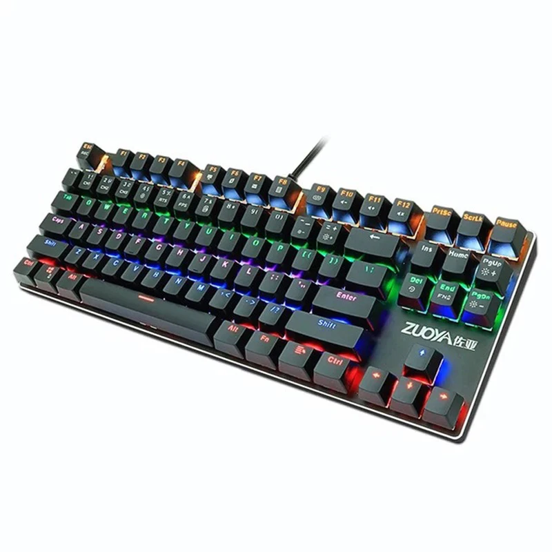 Механическая игровая клавиатура Zuoya X51 87 клавиш зеленая и красная оси RGB кабель