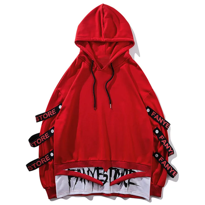 Худи Luogen в стиле Харадзюку свитшоты мужские модные пуловеры с боковыми лентами и