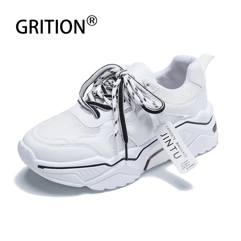 GRITION женская спортивная обувь удобные кроссовки на массивной платформе толстая