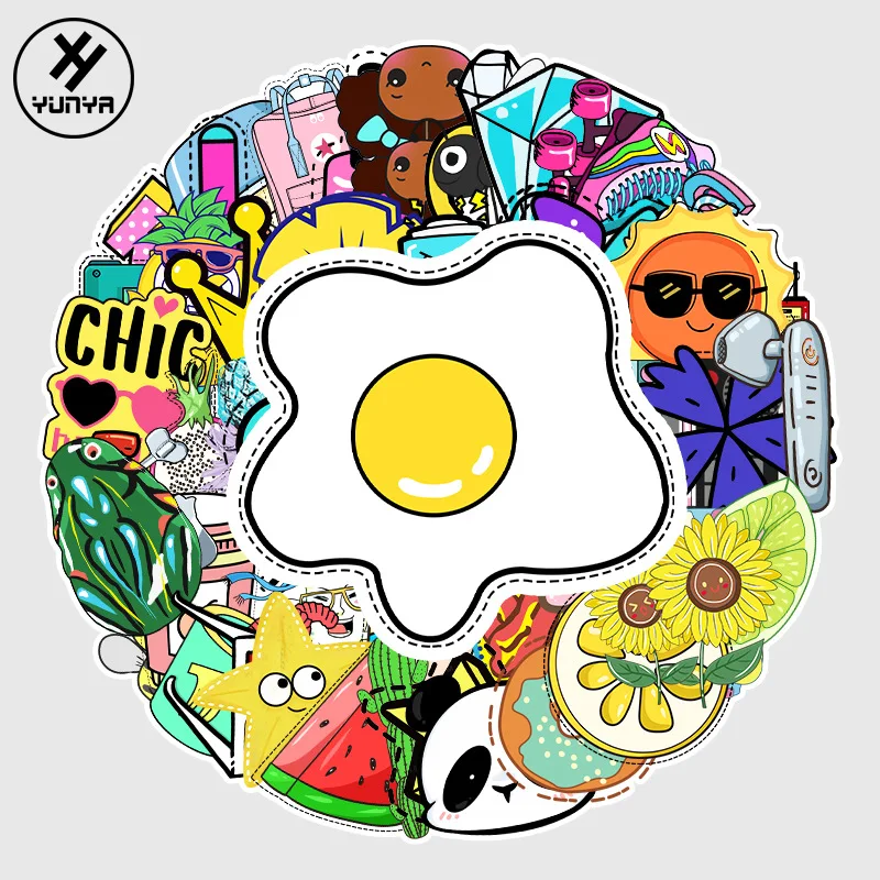 

50Pcs DIY Skate Stickers Food Brand Waterproof PVC Mixed Cartoon Vsco personalized Sticker f 2021