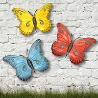 3pcsset metal butterfly wall artwork for garden decoration miniatures statues animal outdoor decor and sculptures for miniature