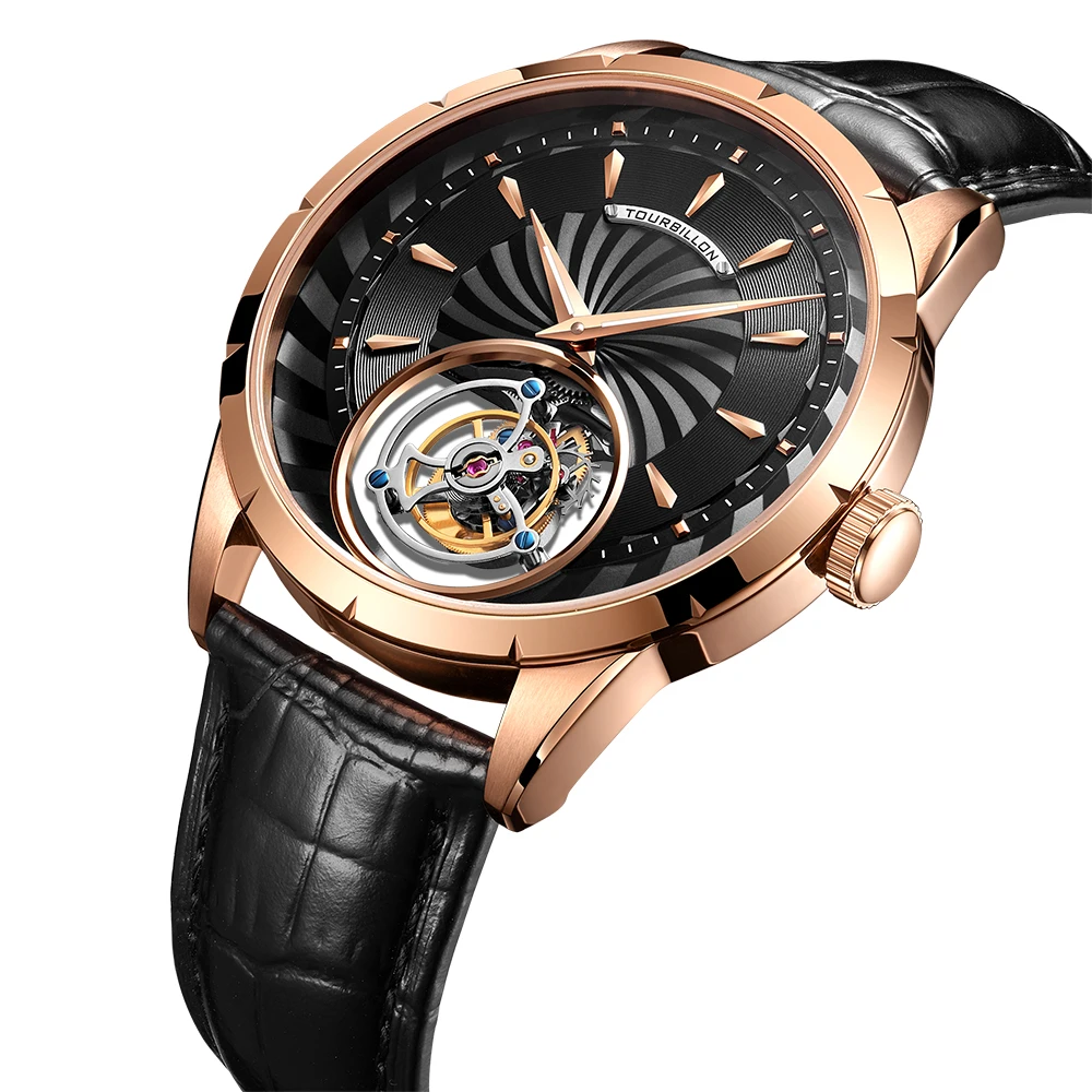 Брендовые роскошные механические часы Tourbillon, мужские наручные часы с ручным подзаводом, светящиеся сапфировые часы в подарок