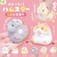 japan genuine flocking hamster gashapon capslue toy cute animals pinch squeezing stress relief toy doll action figure ornament