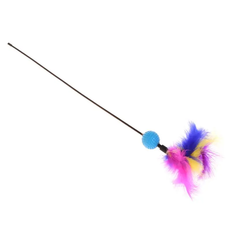 

Cat Toys Stick Feather Ball Funny Interactive Kitten Pet Teaser Plastic K3NA