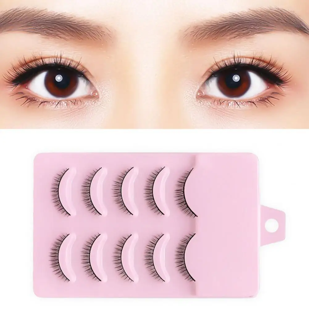 

5Pairs False Eyelashes Natural Perfect Fitting Artificial Fiber Cross Short Makeup Extensions Eye Lashes for Dressing Room