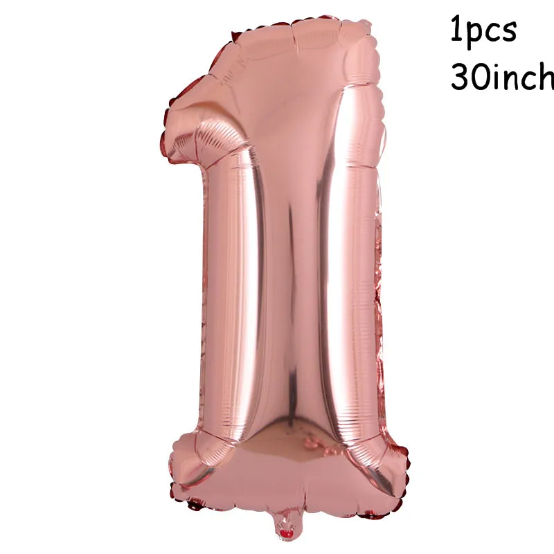 30 inch number 1 10 шт./лот, 18 дюймов, розовое золото, сердце, фольга, шары, свадьба, день рождения, вечеринка, декор для детского душа, принадлежности, подарки на день Святого Валентина - Цвет: 30 inch number 1