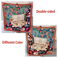 70 cashmere 30 silk scarf women fashion double sided flower toolbox shawl stole big blanket pashmina kerchief 135135cm